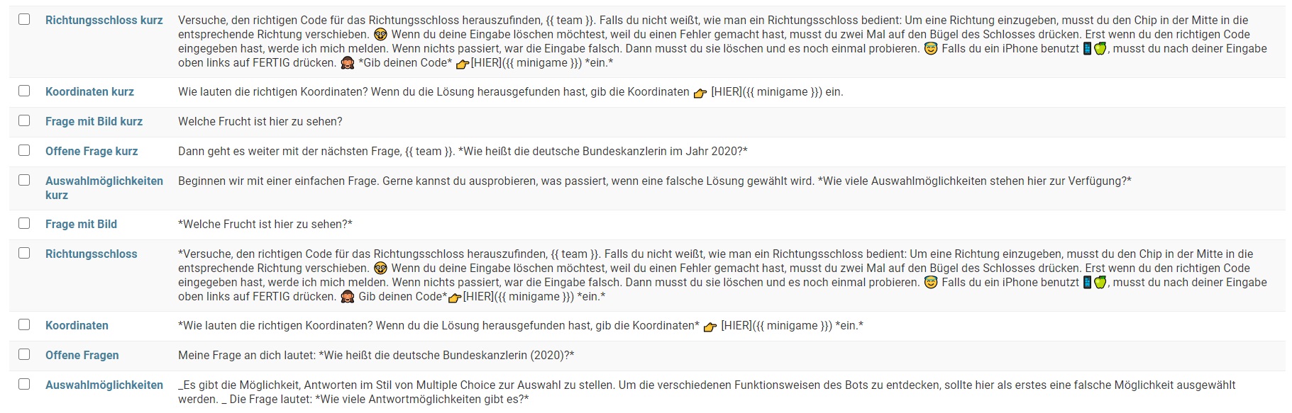 Raetselbot Fragen Übersicht 2