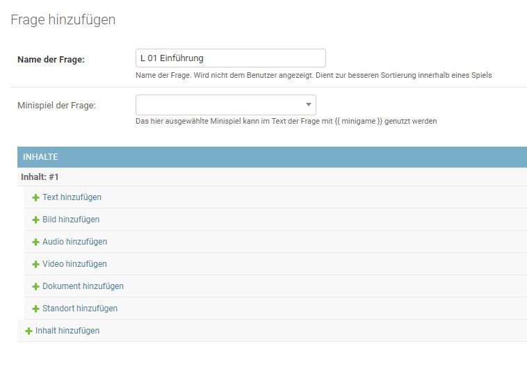 Frage anlegen